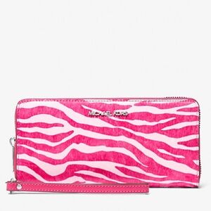 Michael Kors Jet Set Travel Zebra Print Calf Hair Continental Wallet